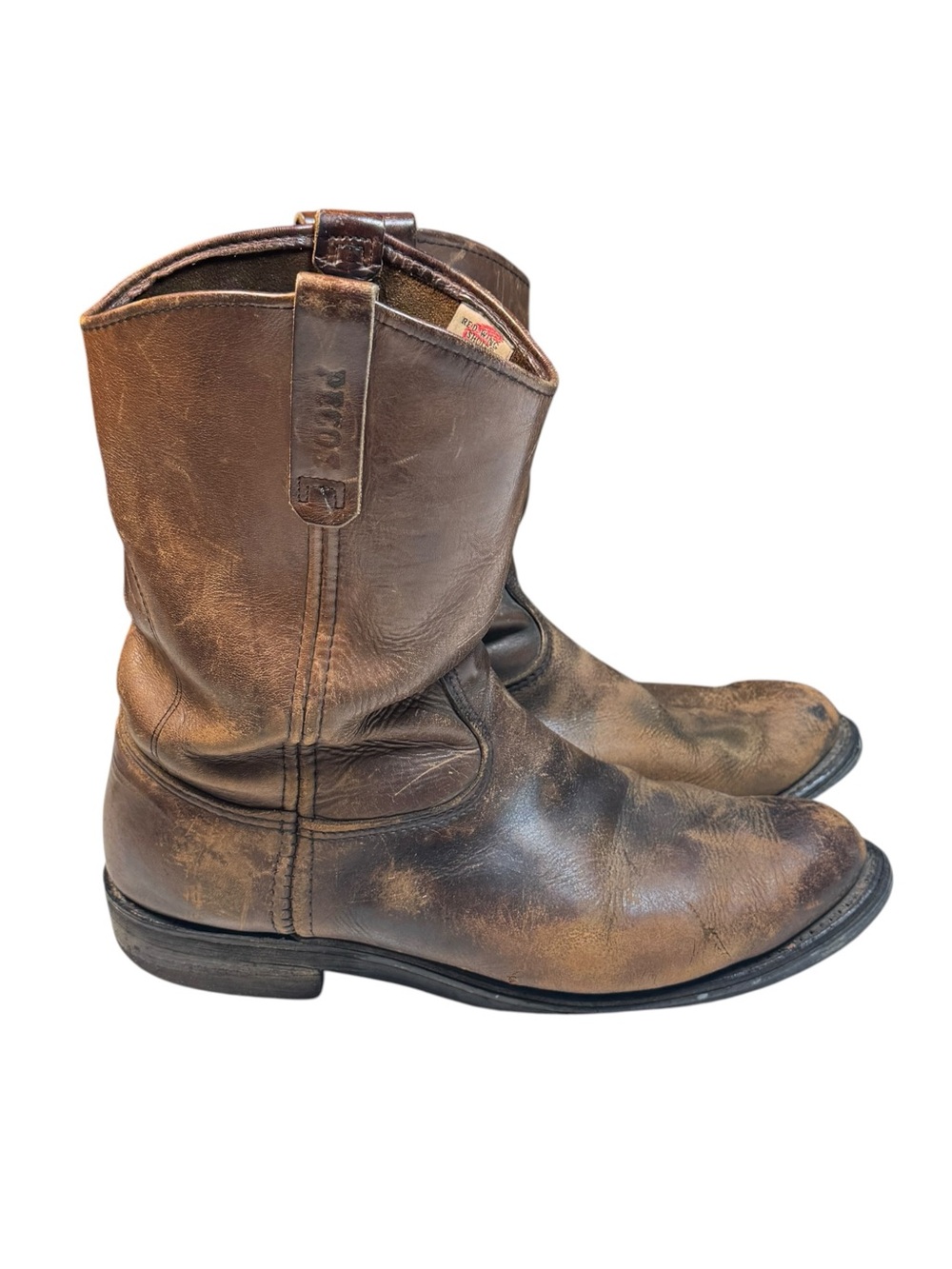 Vintage Red Wing Pecos Work Boots Brown Leather Western Pull On USA Men’s 13 B